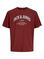 JACK & JONES Marškinėliai 'JJEDENVER' mėlyna dūmų spalva / vyšninė spalva / vilnos balta