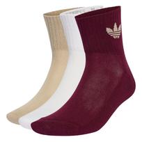 ADIDAS ORIGINALS Kojinės 'Mid Crew 3 Pairs' smėlio / vyšninė spalva / balta