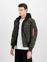 ALPHA INDUSTRIES Demisezoninė striukė 'MA-1 D-Tec' tamsiai žalia / juoda