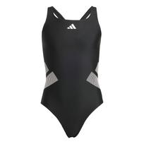 ADIDAS PERFORMANCE Sportinis maudymosi kostiumėlis 'Logo C-back Swimsuit' pilka / juoda / balta