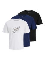 JACK & JONES Marškinėliai 'JORInwood' tamsiai mėlyna / ruda / juoda / balta