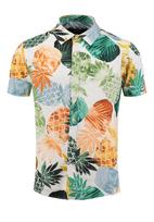 Key Largo Marškiniai 'KLPINEAPPLE' kremo / tamsiai žalia / oranžinė