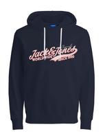 JACK & JONES Megztinis be užsegimo 'Mel' nakties mėlyna / rožių spalva / raudona / balta