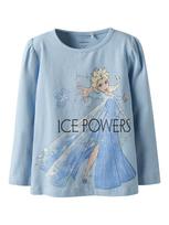 NAME IT Marškinėliai 'NMFOSMA FROZEN' šviesiai mėlyna / pudros spalva / juoda / balta