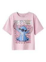 NAME IT Marškinėliai 'NKFNyri Stitch' šviesiai mėlyna / ryškiai rožinė spalva / šviesiai rožinė / sidabrinė