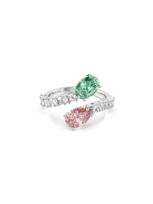 Swarovski Žiedas žalia / rožių spalva / sidabrinė