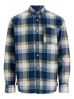 JACK & JONES Marškiniai 'JPRBLUBrook' tamsiai mėlyna / ruda / balkšva
