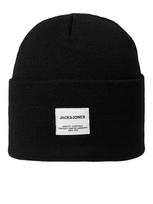 JACK & JONES Megzta kepurė 'Long Knit' juoda / balta