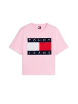 Tommy Jeans Marškinėliai tamsiai mėlyna / rožių spalva / raudona / balta