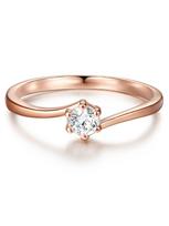 Trilani Žiedas rožinio aukso spalva / skaidri spalva
