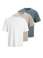 JACK & JONES Marškinėliai 'JJHugo' smėlio spalva / bazalto pilka / balta