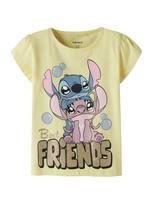 NAME IT Marškinėliai 'NMFFuba Stitch' tamsiai mėlyna jūros spalva / šviesiai geltona / auksas / rožių spalva