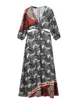 Desigual Suknelė 'SIRSAL' smėlio spalva / kraujo spalva / juoda / balta