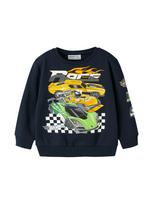 NAME IT Megztinis be užsegimo 'NMMJERRY HOTWHEELS' tamsiai mėlyna jūros spalva / geltona / žalia / balta