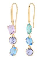 Swarovski Auskarai sodri mėlyna („karališka“) / auksas / žalia / purpurinė