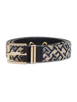 TOMMY HILFIGER Diržas 'Double Keeper Buckle' glaisto spalva / tamsiai mėlyna jūros spalva / opalo / auksas