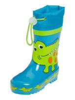 PLAYSHOES Guminiai batai 'Krokodil' mėlyna / šviesiai žalia / tamsiai oranžinė