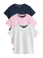 Superdry & Co Marškinėliai gelsvai pilka spalva / tamsiai mėlyna jūros spalva / rausvai violetinė / rožių spalva