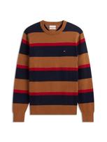 TOMMY HILFIGER Megztinis tamsiai mėlyna / ruda (konjako) / raudona