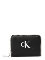 Calvin Klein Piniginė 'Contrast Logo Textured Zip-around' juoda / balta