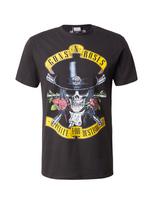AMPLIFIED Marškinėliai 'GUNS N ROSES - TOP HAT SKULL' geltona / žolės žalia / juoda / balkšva