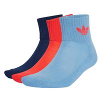 ADIDAS ORIGINALS Kojinės 'Mid Crew 3 Pairs' tamsiai mėlyna / mėlyna dūmų spalva / šviesiai raudona