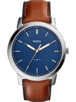 FOSSIL Analoginis (įprasto dizaino) laikrodis 'The Minimalist 3H' tamsiai mėlyna / ruda / sidabrinė