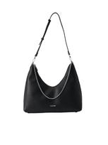 Calvin Klein Rankinė ant peties 'Chain Strap Pebble Grain Hobo' juoda / sidabrinė