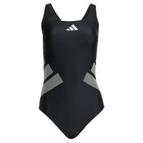 ADIDAS PERFORMANCE Sportinis maudymosi kostiumėlis 'Logo C-back' pilka / juoda / balta