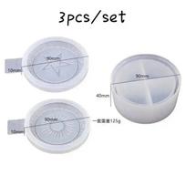 3Pcs/Set DIY Crystal Epoxy Resin Mold 12 Constellation Starry Sky Five-Pointed Star Storage Box Mirror Silicone Mold For Resin A white