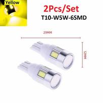 2vnt/1vnt T10 W5W 158 192 xenon atsarginės lemputės LED CANBUS 6SMD 5630 vidaus apšvietimas 2Pcs geltona