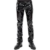Juodos Wet Look Latekso Vyriškos kelnės Skystos kelnės vyrams Motociklo Odinės Kelnės Rock Style Kelnės L juoda