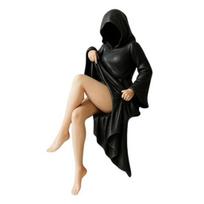 Gotikinė Knygų Lentynos Skulptūra Seksuali Juoda Chalatas Moters Figūra Derva Baisi Moters Figūrėlė Helovinui Stalo Dekoracija black