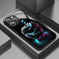 Fantazijos kristalas su obuolio raštu Grūdinto stiklo telefono dėklas iPhone 17 16 15 14 13 12 11 Pro Max 17Air 16E 7 Plus XS X iPhone Air black
