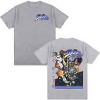 Anime JoJo Bizarre Adventure Iggy Manga Graphic Tshirts Men Women Clothing Fashion Casual Loose Short Sleeves T Shirts Tops 4XL gray