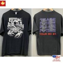 New Apparel Scorpions Band Tour 1990 1991 TShirt Vintage Rock Concert Reprint Unisex T-Shirt XXL gray