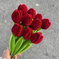 Twisted Rod Flower Tulip Finished Bundle Gift Handmade Stall Tulip Flower Material Finished Product Design 3/5pcs Bouquet 3pcs vyno raudonos spalvos