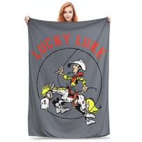 Fun Lucky Luke Horse Jolly Jumper Blanket Multi-size Super Soft Cozy Cowboy Cartoon Throw Blankets for Couch 130x150cm