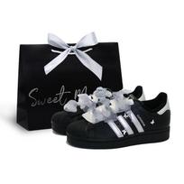 Adidas Originals SUPERSTAR Silver Butterfly Story Abrasion Resistant Low Top Skateboard Shoes Women's Silver White EG4959(Team664-) 40 gray