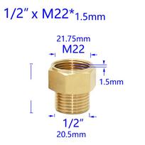 Brass 3/8  1/2  M14 M18 M22 Thread Connector Male Female For Bubbler Water Purifier Faucet Copper Fittings Tooth Spacing 1.5mm