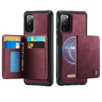 Wallet Case for Samsung Galaxy S25 Edge S24 S23 FE S22 S21 S20 Ultra Magnetic Card Holder RFID 2-in-1 Detachable Shockproof Case For Galaxy S20 Plus raudona