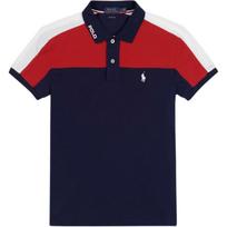 Polo Ralph Lauren SS26 Small Pony Logo Embroidered Color Blocked Pique Short Sleeve Polo Shirt Classic Edition Women tops 211757480-001 L red