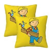Bob The Builder 2 Pcs Square Pillowcase Pillow Cover Cushion Decor Comfort Throw Pillow For Home Living Room Peach skin 18*18(CM)-2Pcs yellow