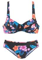 LASCANA Bikinis mėlyna / oranžinė / rožių spalva / juoda
