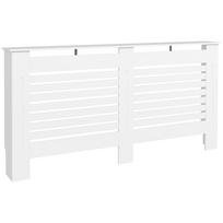 Radiatoriaus apdaila, moderni MDF balta dažyta spintelė su horizontaliais groteliais svetainei, miegamajam, 152I x 19P x 81A cm 152 x 19 x 81 cm