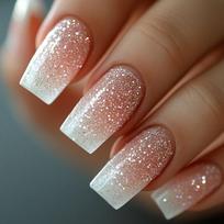 24Pcs Short Coffin Press On Nails Pink White Gradient Glitter Starry Sky Fake Nails Sweet Cool Nail Art Tips For Girls brown