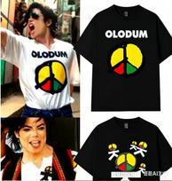 Pay Tribute To Michael Jackson. Michael Jackson Portrait Printed Short-sleeved Retro Men's and XL gray