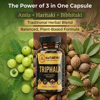 Triphala Capsules by Naturevibe Botanicals 180 Veg Capsules | 660 mg Per Serving | Amla, Haritaki & Bibhitaki Blend | Ayurvedic Herbal Supplement