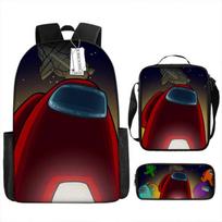 Among Us Tematikos Mokyklinis Kuprinės Rinkinys Vaikams - 3 Vnt. Pečių Krepšys Pieštukinė Oxford Audinys Kvėpuojantis Vandeniui Atsparus Dual-Strap Backpack black
