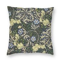 William Morris Seaweed Pillowcase Polyester Linen Velvet Creative Zip Decorative Throw Pillow Case Bed Cushion Cover 45cmx45cm(18x18Inch) beige